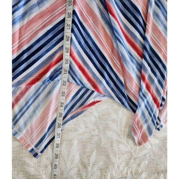 Time & Tru sharkbite hem, pretty red, white, and blue striped knit skirt - Picture 6 of 8